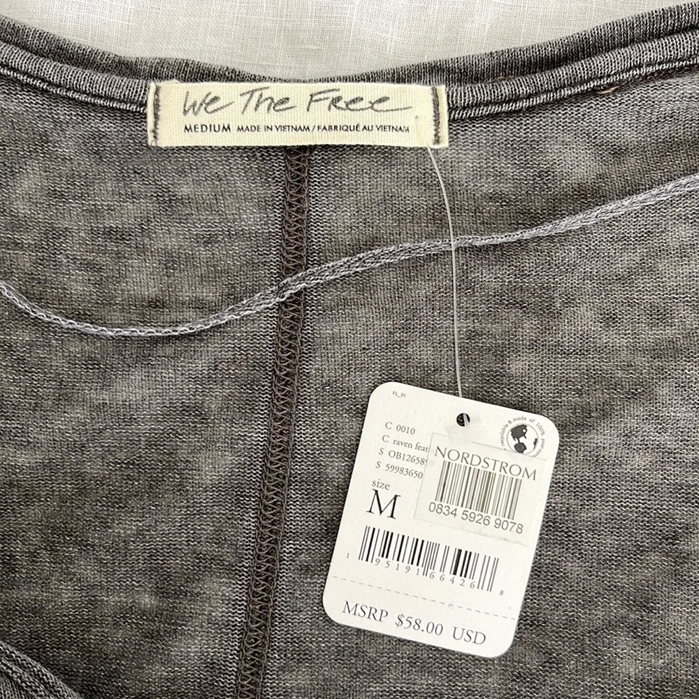 NWT Free People Gray V-Neck Women Top - Picture 11 of 11